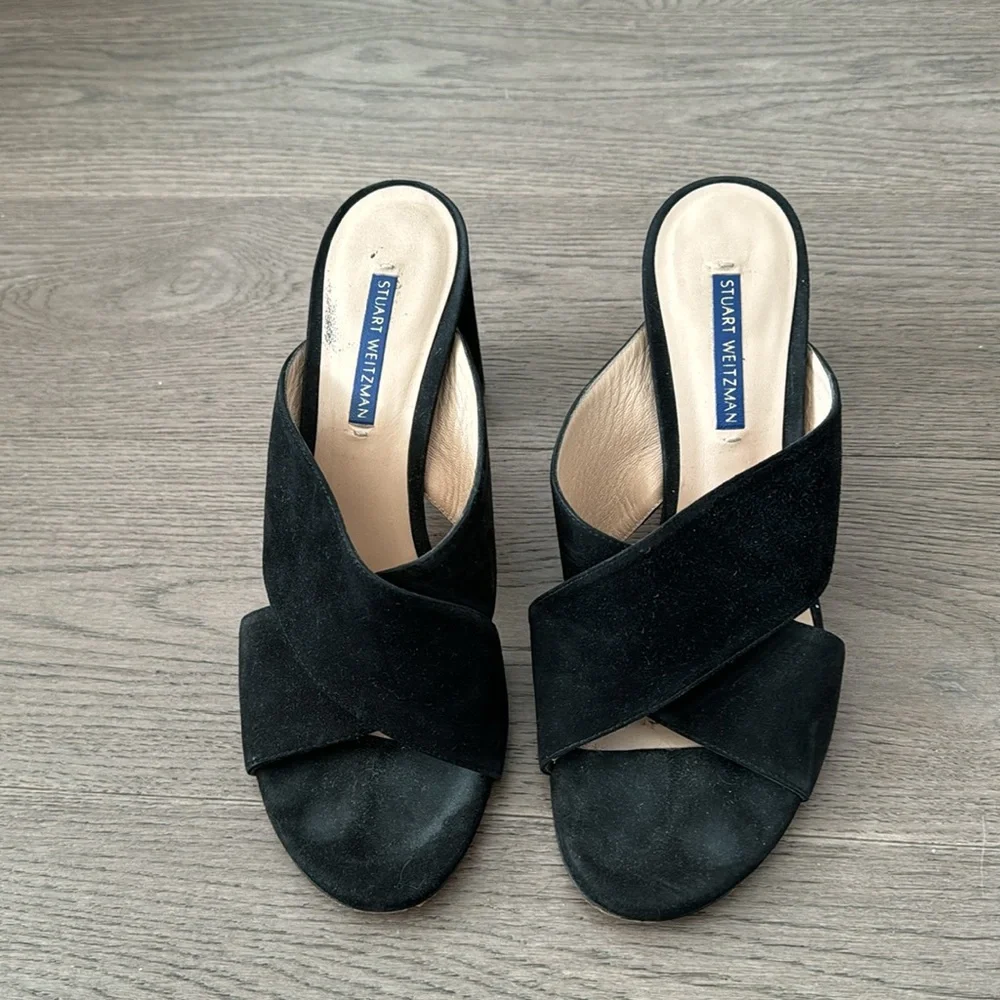 Stuart Weitzman Black Suede Women's Heels - Picture 2 of 5